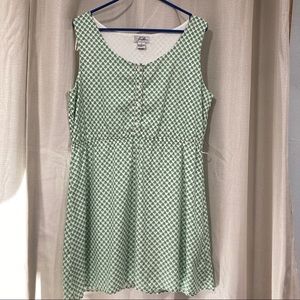 Green and White HEART sundress sleeveless womens dress in size XL  strech waist